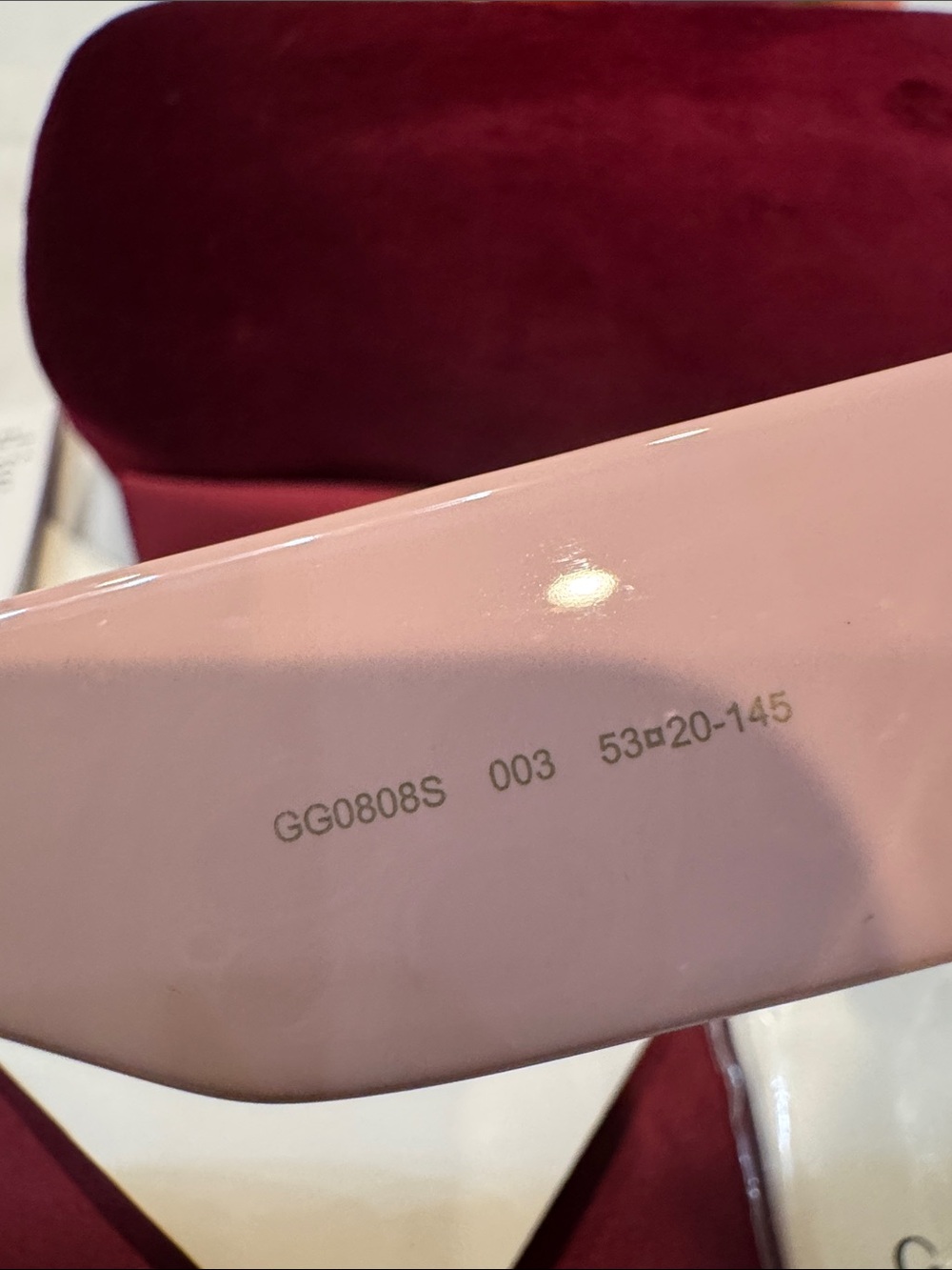 Authentic Gucci Light Pink GG Logo Chunky Frame Sunglasses - Picture 10 of 13